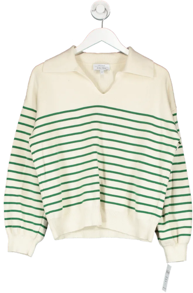 & Other Stories Cream Relaxed Collared Sweater UK L