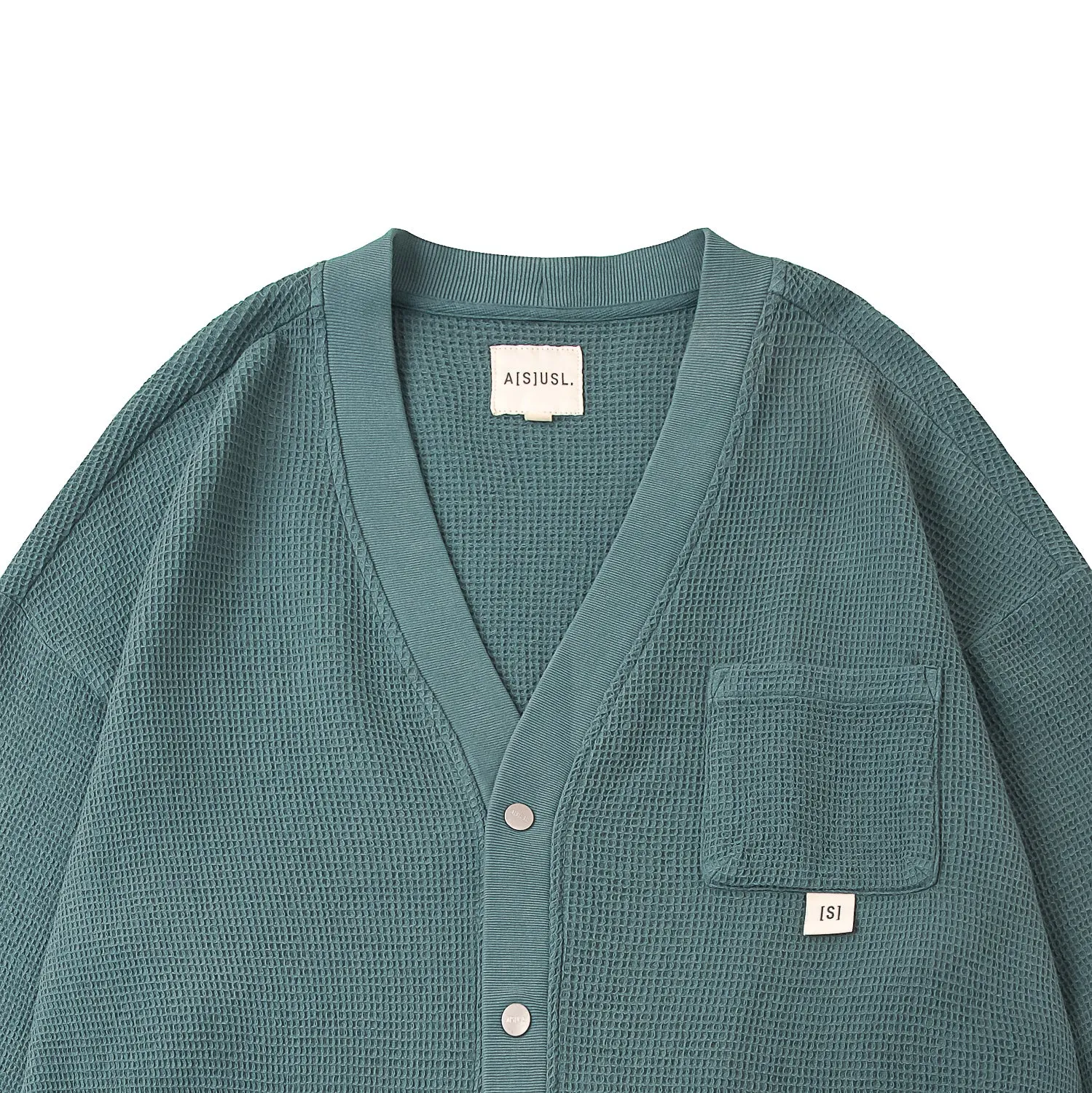 A[S]USL PIGMENT DYE WAFFLE CARDIGAN-SLATE