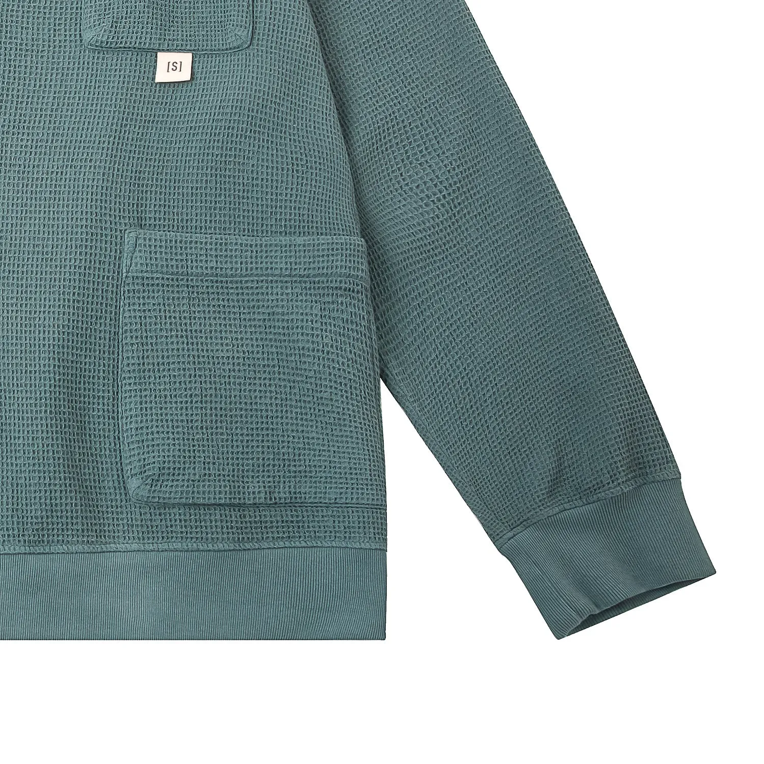 A[S]USL PIGMENT DYE WAFFLE CARDIGAN-SLATE