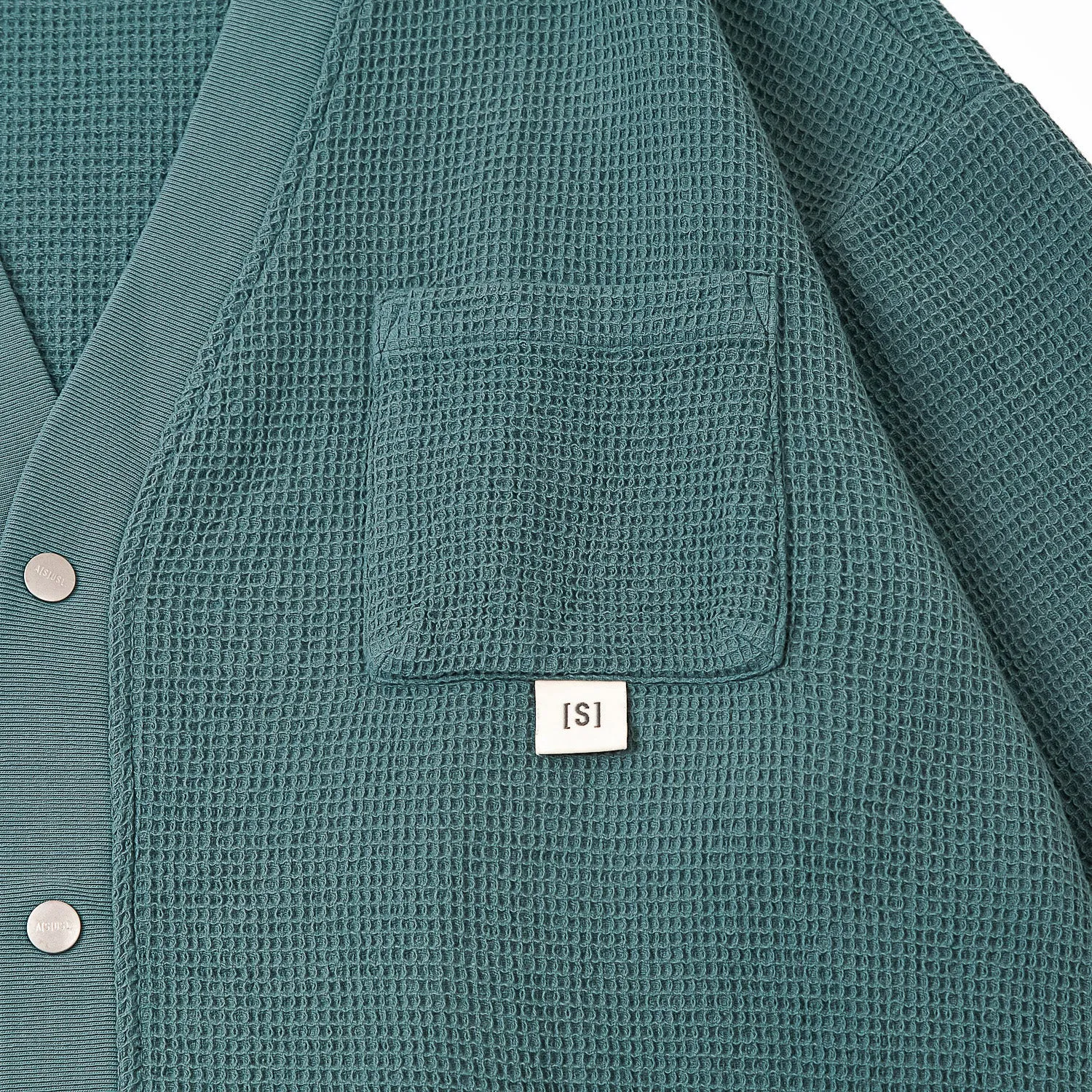 A[S]USL PIGMENT DYE WAFFLE CARDIGAN-SLATE