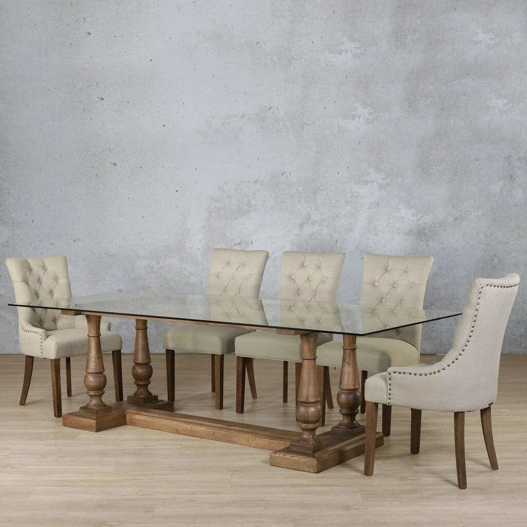 Charlotte Glass Top & Duchess 8 Seater Dining Set