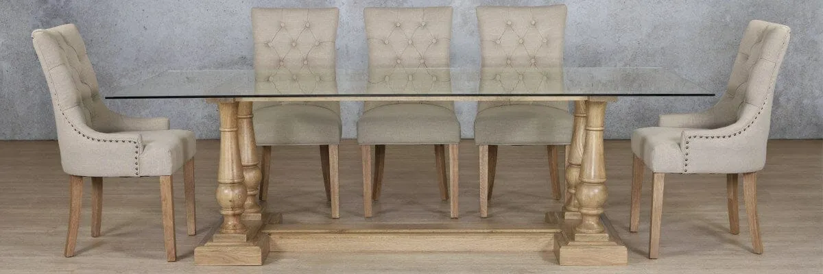 Charlotte Glass Top & Duchess 8 Seater Dining Set