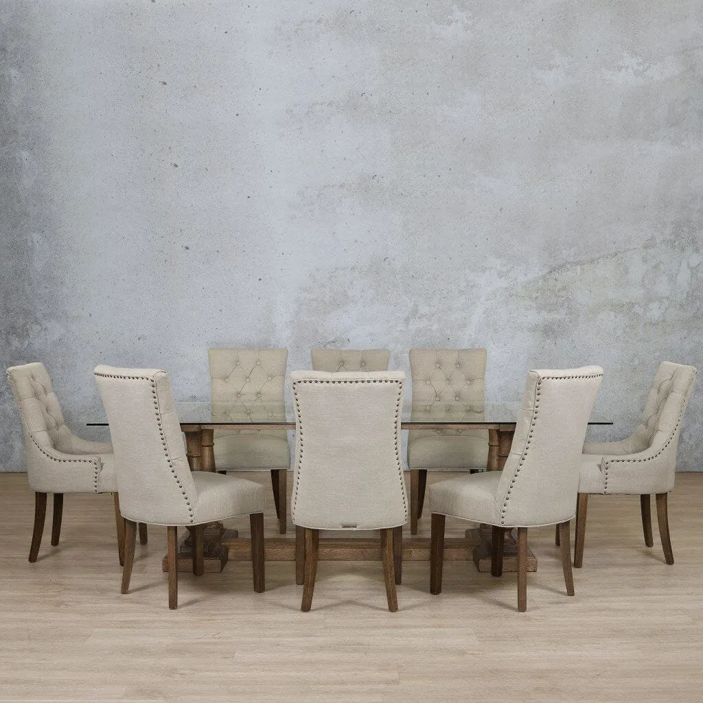 Charlotte Glass Top & Duchess 8 Seater Dining Set