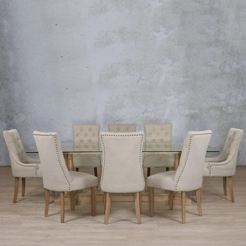 Charlotte Glass Top & Duchess 8 Seater Dining Set