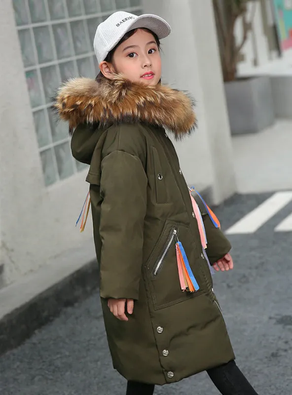 Children's Down Coat Girl's Middle Long Coat