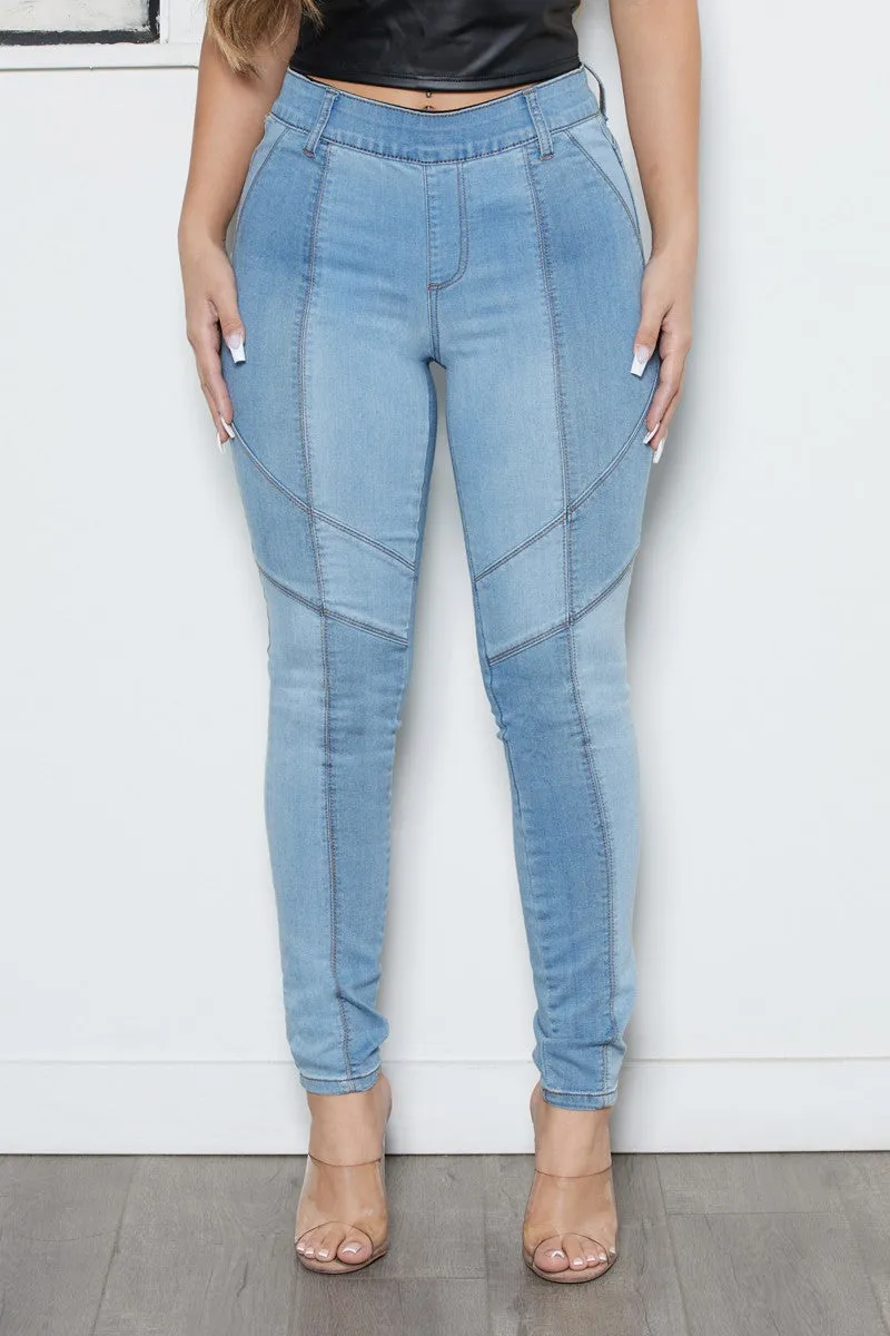 Color Block Skinny Jeans