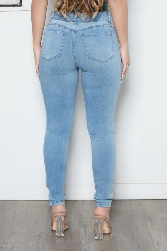Color Block Skinny Jeans