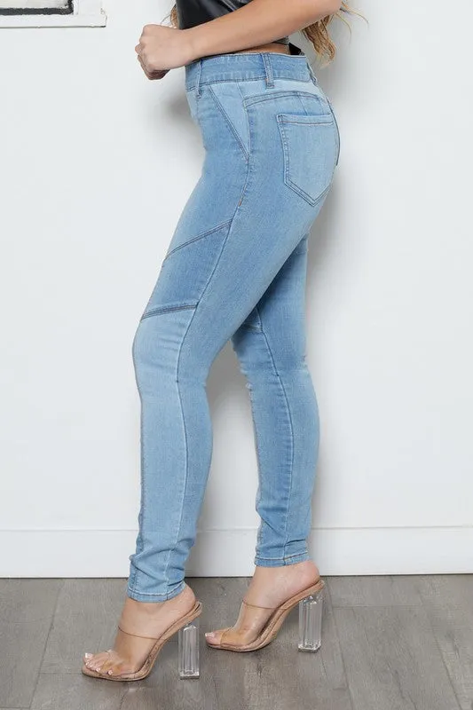 Color Block Skinny Jeans