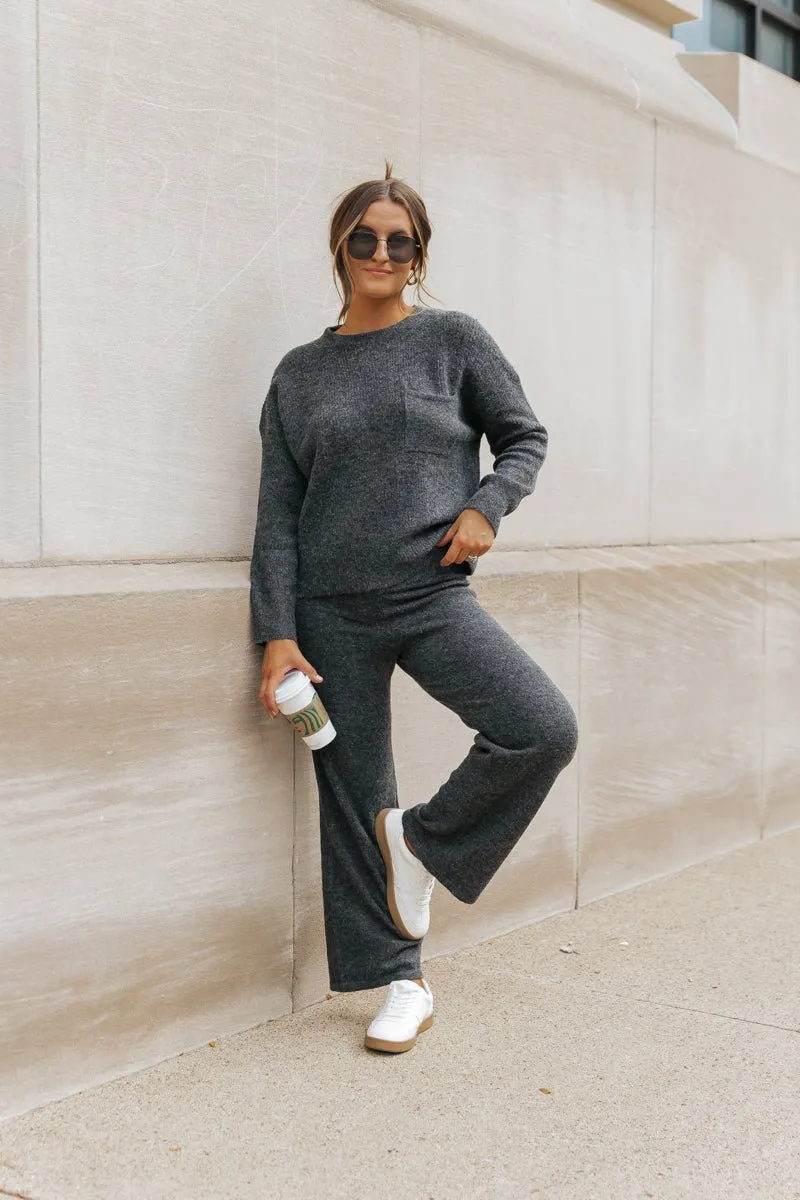 Comfy Lounge Crewneck Sweater - Charcoal