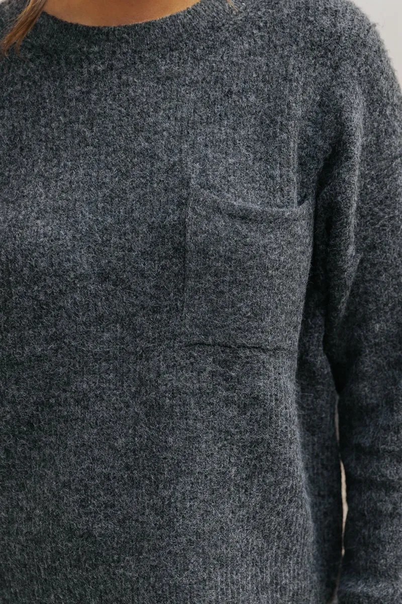 Comfy Lounge Crewneck Sweater - Charcoal