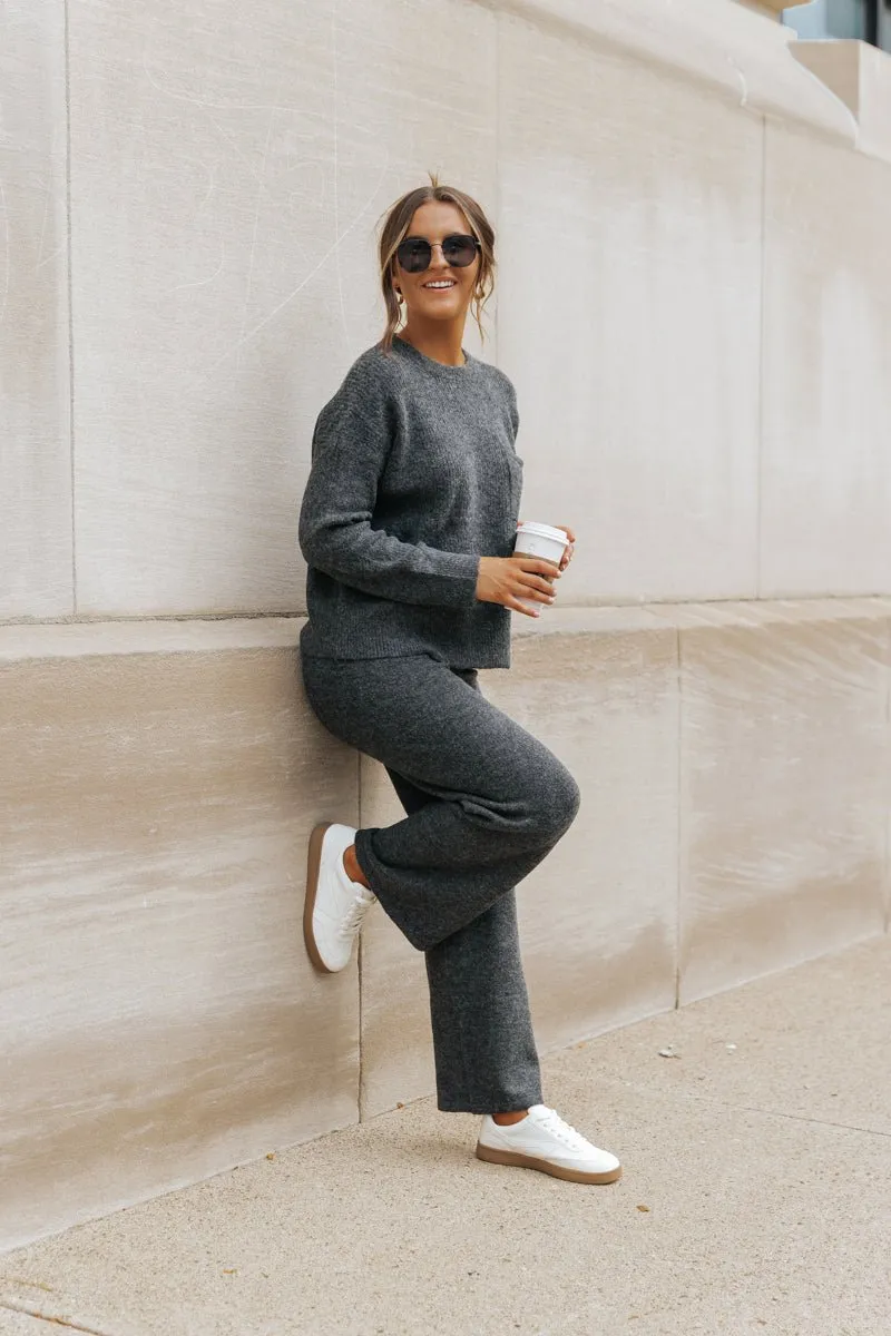 Comfy Lounge Crewneck Sweater - Charcoal