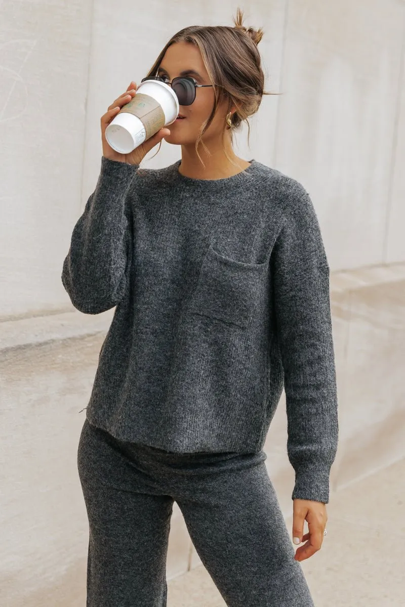 Comfy Lounge Crewneck Sweater - Charcoal