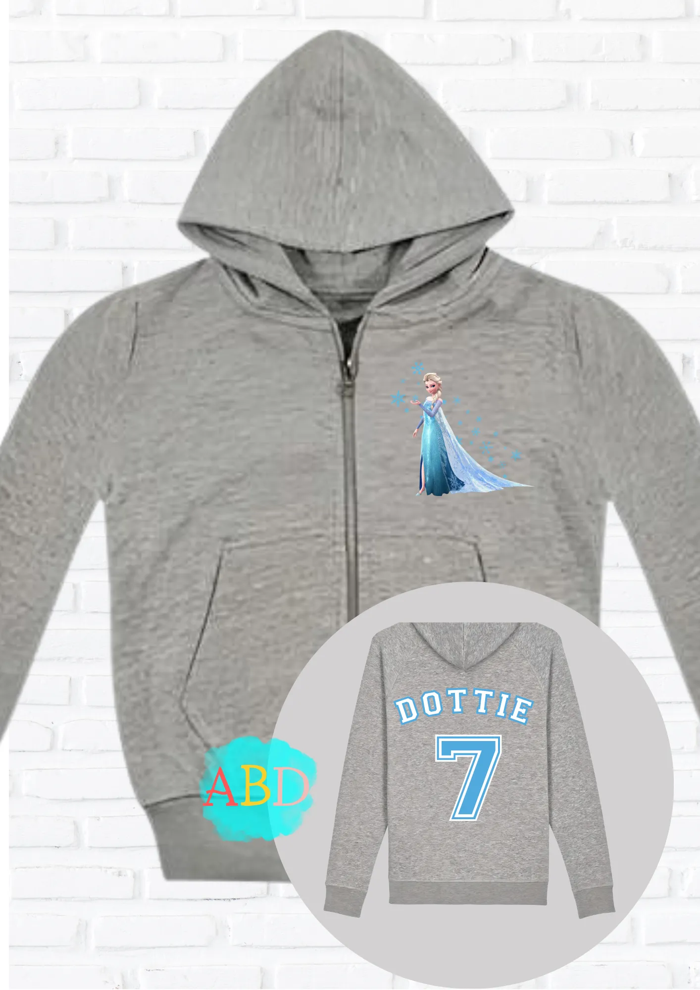 Girls' Personalised Frozen Elsa Custom Hoodie with Back Print