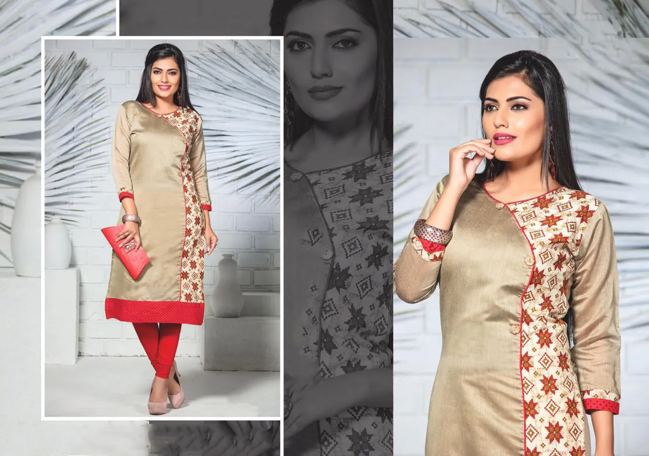Gorgeous Mustard Color Silk Cotton Kurti