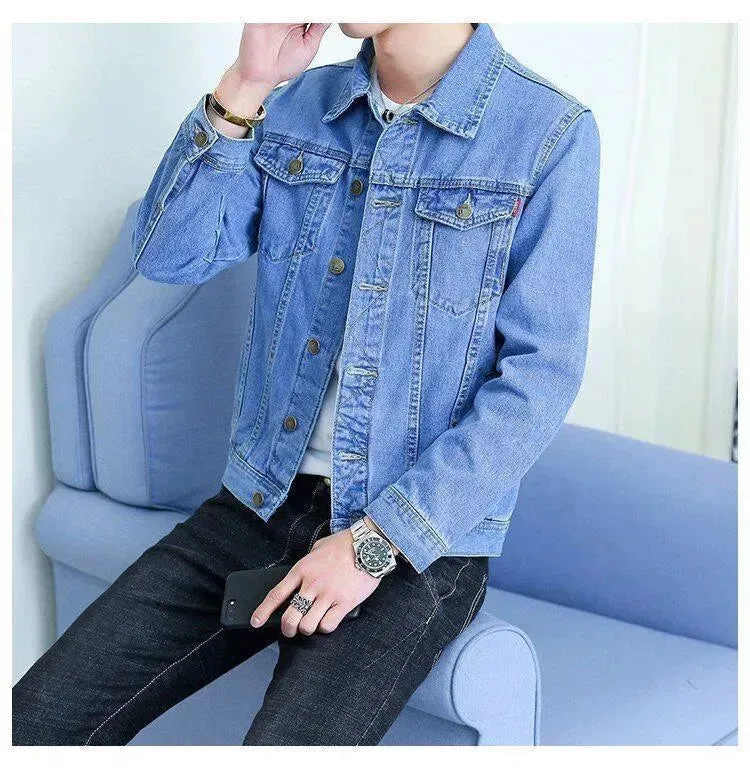 Lapel Denim Jacket Men