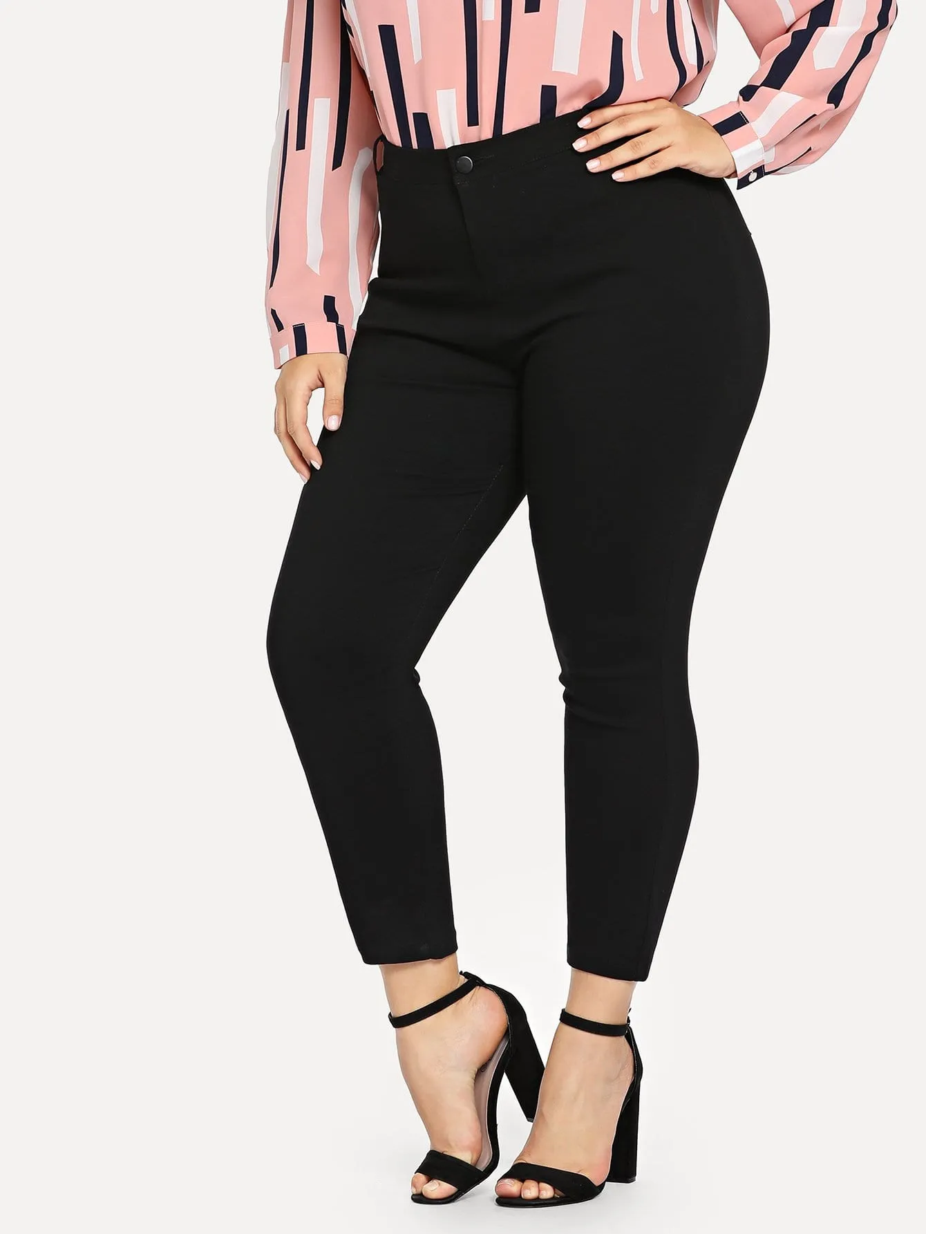 Plain Natural Cropped Plus Size Jeans