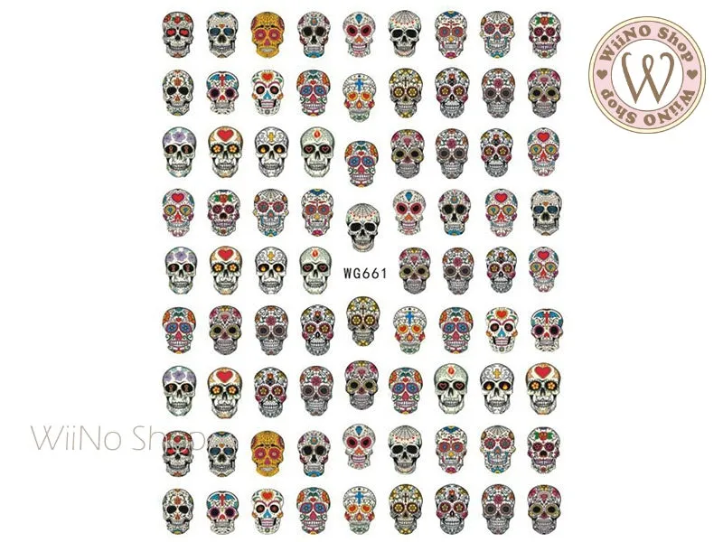 Sugar Skull Adhesive Nail Art Sticker - 1 pc (WG661)